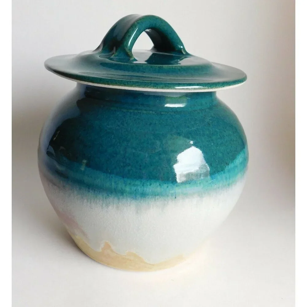 Vintage Colorado Studio Art Pottery Blue Covered Jar - Picture 3 of 6